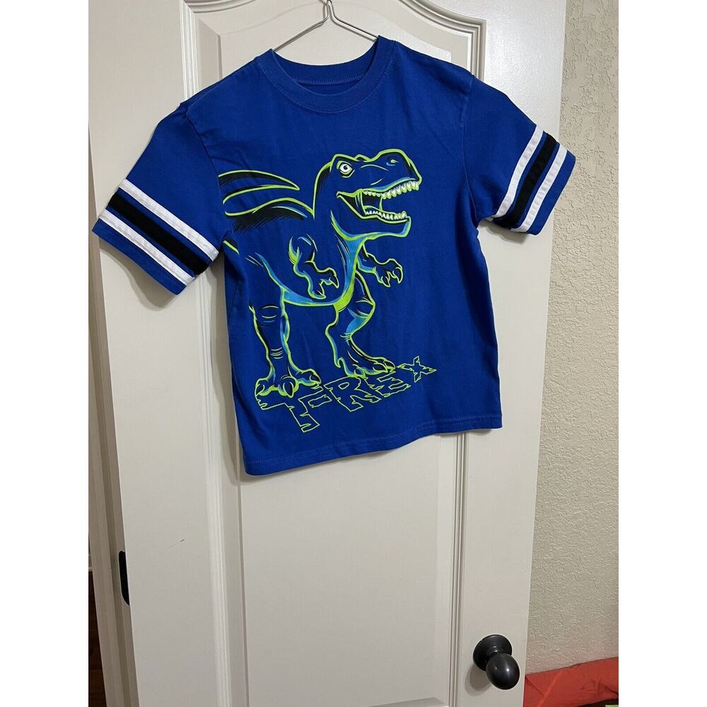 Boy's Graphic Dinosaur Tee shirt Size 8 Blue Short Sleeve 365 Kids Garanimals